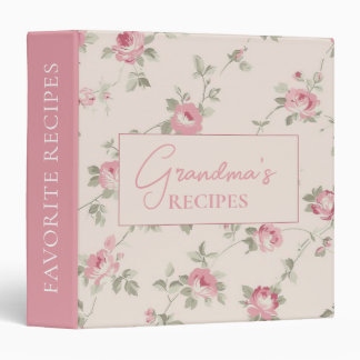 Classeur Recettes de Grand-mères au Gingham Floral Rose Cla