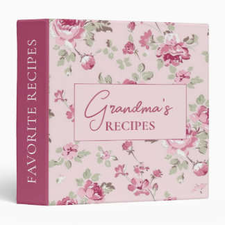 Classeur Recettes de grand-mères au vichy floral rose pâle