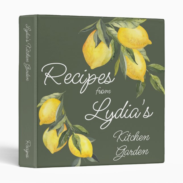 Classeur Recettes de la cuisine Garden Lemon & Sage (Devant/Côté)