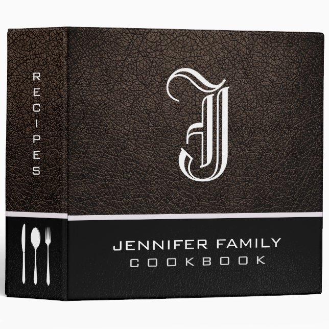 Classeur Recettes de la famille Bister Leather Monogramme (Devant/Côté)