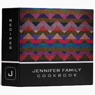 Classeur Recettes de la famille Retro Chevron Cuir Look #5