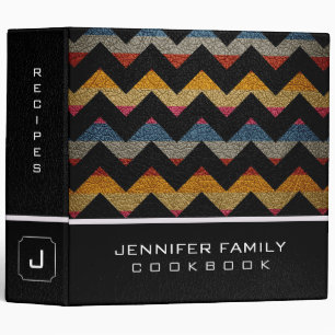 Classeur Recettes de la famille Retro Chevron Cuir Look #7
