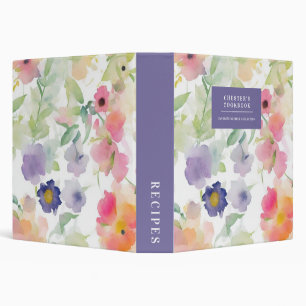 Classeur Recettes de livre de cuisine vintage Floral Pastel
