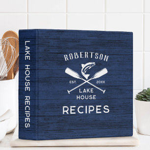 Classeur Recettes de maison de lac de famille rustique bleu