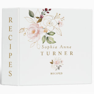 Classeur Recettes de Monogramme Floral Pink Rose Charm