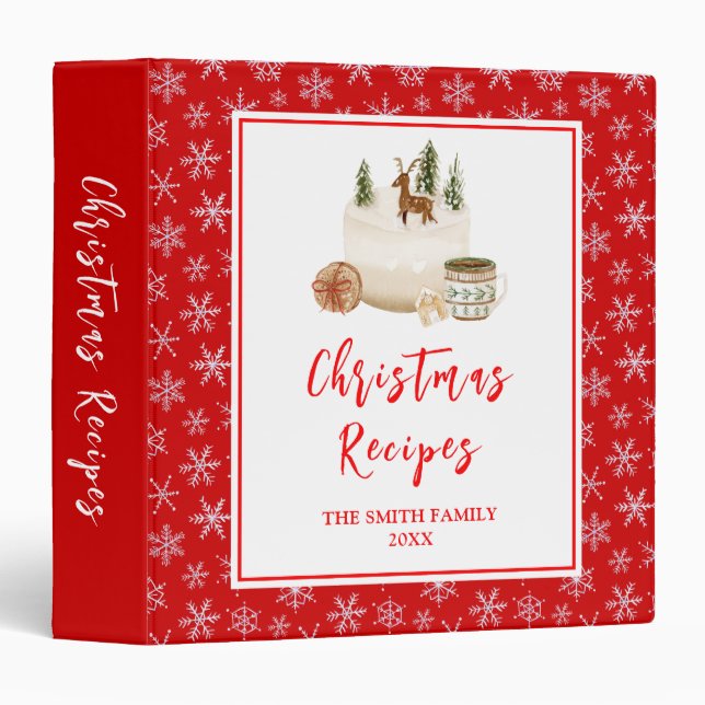 Classeur Recettes de pâtisserie de fêtes Gâteau de Noël (Devant/Côté)