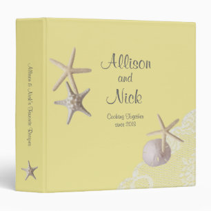 Classeur Recettes de Plage de Starfish et de dentelle Jaune