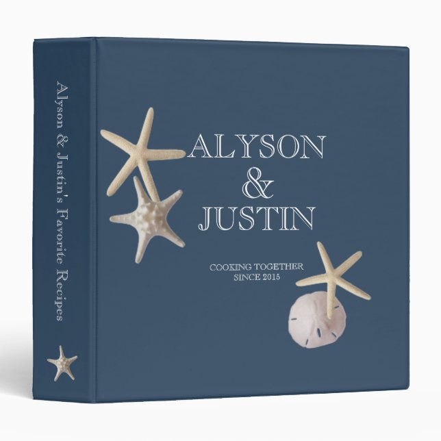 Classeur Recettes de poisson Starfish bleu marine et de dol (Devant/Côté)