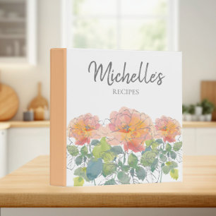 Classeur Recettes de style boho à fleurs aquarelles rose co