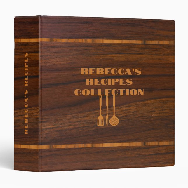 Classeur Recettes de texture de bois d'acajou Bark (Devant/Côté)