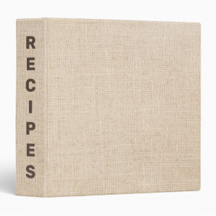 Classeur Recettes de texture de textile en toile de jute en