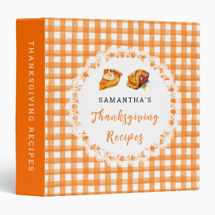 Classeur Recettes de Thanksgiving Orange Gingham