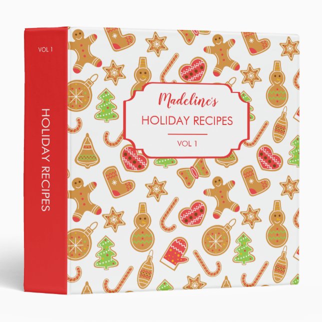 Classeur Recettes de vacances en famille Motif de biscuits  (Devant/Côté)