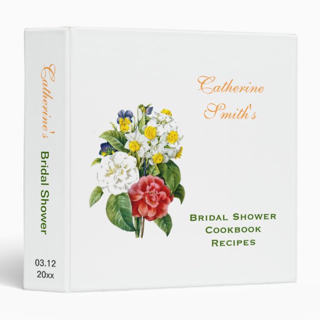 Classeur Recettes du livre de cuisine de la douche à fleurs (Devant/Côté)