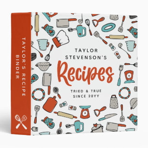 Classeur Recettes d'ustensiles de Cuisine rouge Turquoise