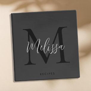 Classeur Recettes élégantes minimalistes monogramme noir ma