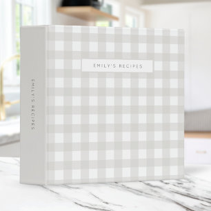 Classeur Recettes   En vichy Motif gris et blanc