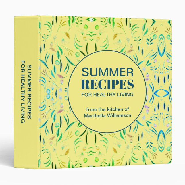 Classeur Recettes estivales de fleurs personnalisées (Devant/Côté)