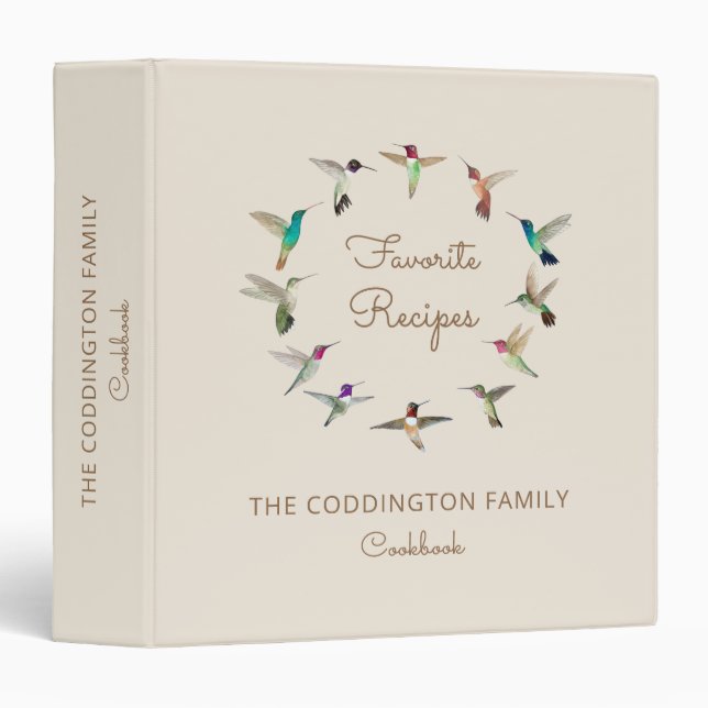 Classeur Recettes familiales Colibris de Californie (Devant/Côté)