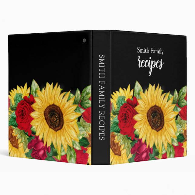 Classeur Recettes familiales Fleurs de soleil Roses rouges  (Arrière-plan)