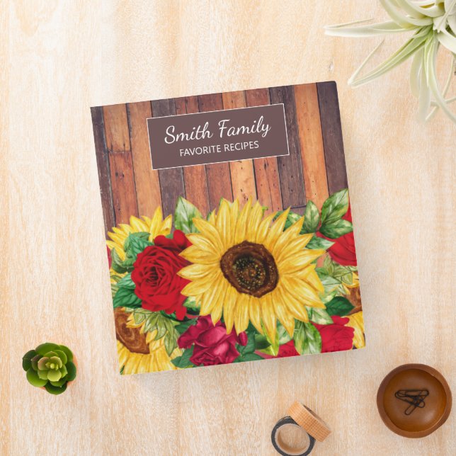 Classeur Recettes familiales Fleurs de soleil Roses rouges  (In Situ)