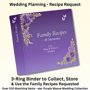 Classeur Recettes familiales Fleurs mauves pourpres et blan