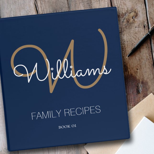 Classeur Recettes familiales Marine bleu Livre de cuisine m (Créateur téléchargé)