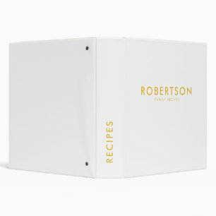Classeur Recettes familiales minimalistes d'or blanc modern