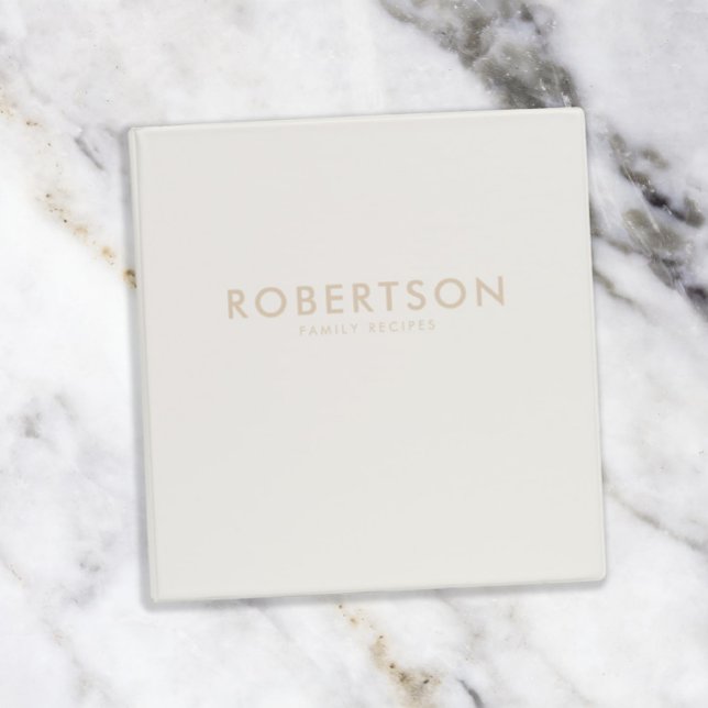 Classeur Recettes familiales minimalistes modernes en ivoir (Créateur téléchargé)