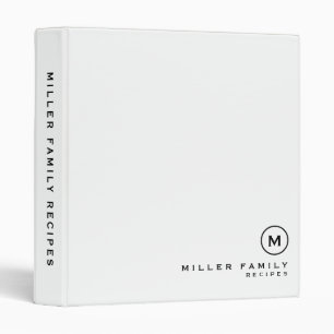 Classeur Recettes familiales Monogramme noir et blanc sim