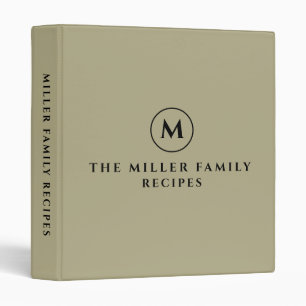 Classeur Recettes familiales Monogramme Sage Vert & Noi