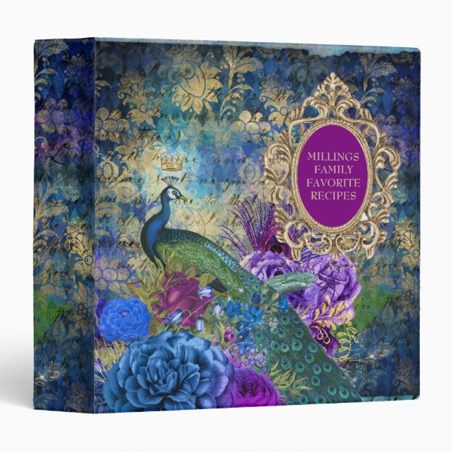 Classeur Recettes familiales Peacock Elégant Purple Turquoi (Devant/Côté)