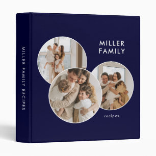 Classeur Recettes familiales Photo Minimaliste Marine Bleue