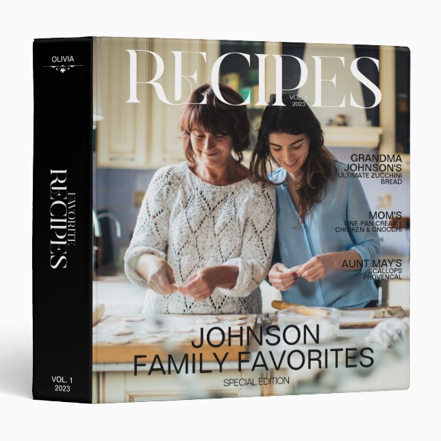 Classeur Recettes Familiales Préférées 2 Revue Photo Couver (Devant/Côté)