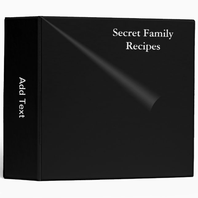 Classeur Recettes familiales secrètes Noir (Devant/Côté)