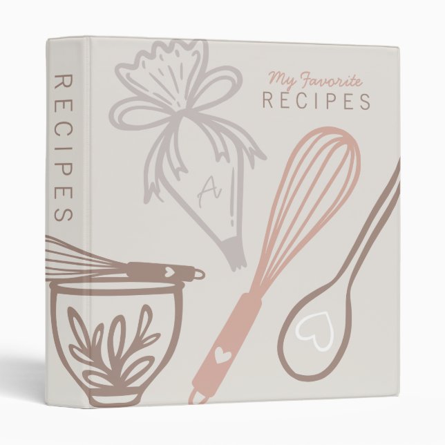 Classeur Recettes favorites Cuisine & Cuisine Ustensile Gri (Devant/Côté)
