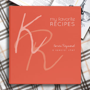 Classeur Recettes favorites Cuisine de couleur monogramme