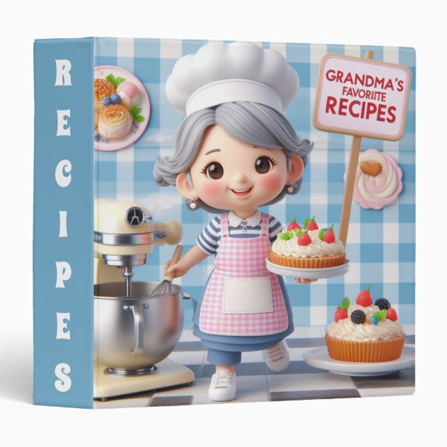 Classeur Recettes favorites de grand-mère 3 anneaux (Devant/Côté)