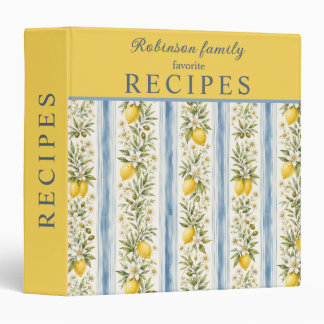 Classeur Recettes favorites de la famille Lemon Pattern