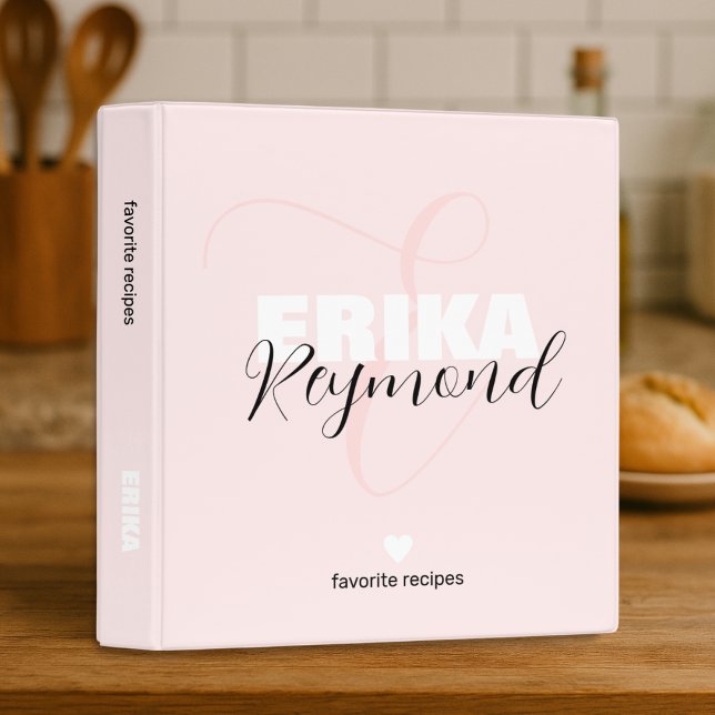 Classeur Recettes favorites de Monogramme rose vif (Créateur téléchargé)