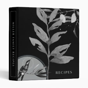 Classeur Recettes Feuilles Aquarelle Noir