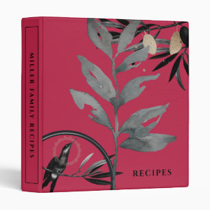 Classeur Recettes Feuilles aquarelles Magenta