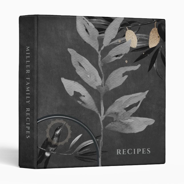 Classeur Recettes | Feuilles aquarelles | Tableau (Devant/Côté)