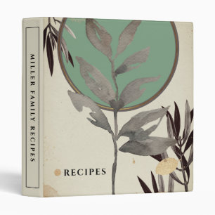Classeur Recettes   Feuilles d'aquarelle modernes   Mention