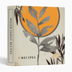 Classeur Recettes Feuilles d'aquarelle modernes Orange