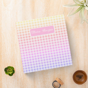 Classeur Recettes Gingham Rose Pâle Vichy Féminin Mignon