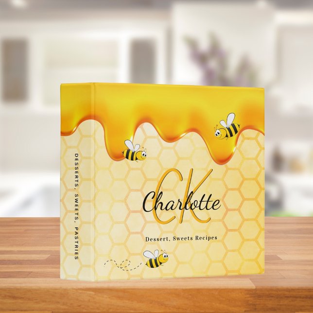 Classeur Recettes joyeux beilles beiges miel peigne doux re (Créateur téléchargé)