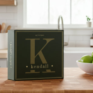 Classeur Recettes minimales de monogramme noir bronzé