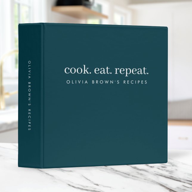Classeur Recettes Moderne Élégant Tendance Turquoise Cuisin (Créateur téléchargé)