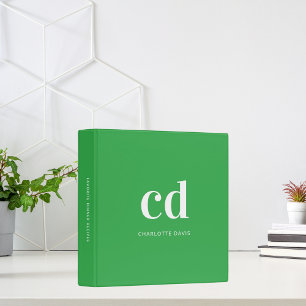 Classeur Recettes monogramme vert blanc livre de cuisine